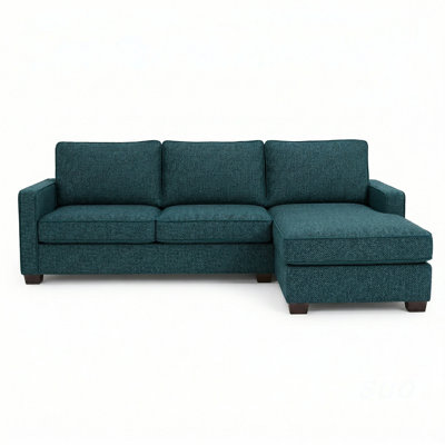 Modena Sectional – Made in USA, 5-Day Shipping, Custom Fabric Options, L-Shaped Sectional Wholesale Sectional Furniture - Hepburn Teal Blue - Fabric