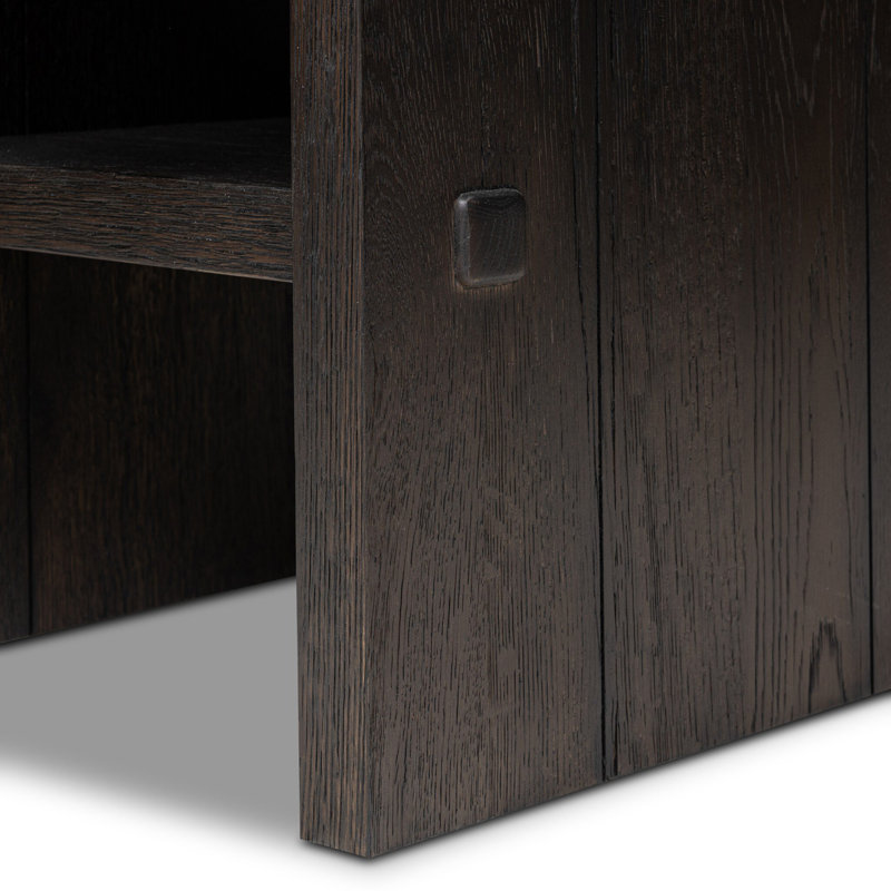 Zeno End Table, Cracked Smoked Black Veneer