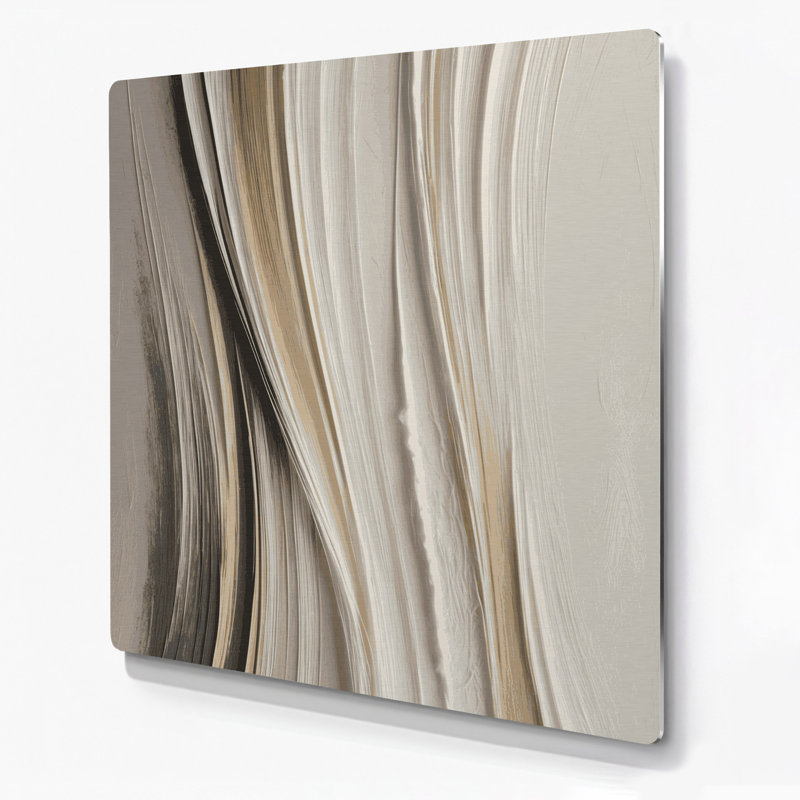 DiagonalStripes, beige clair, gris anthracite, art mural en métal, H 12 po x l 12 po