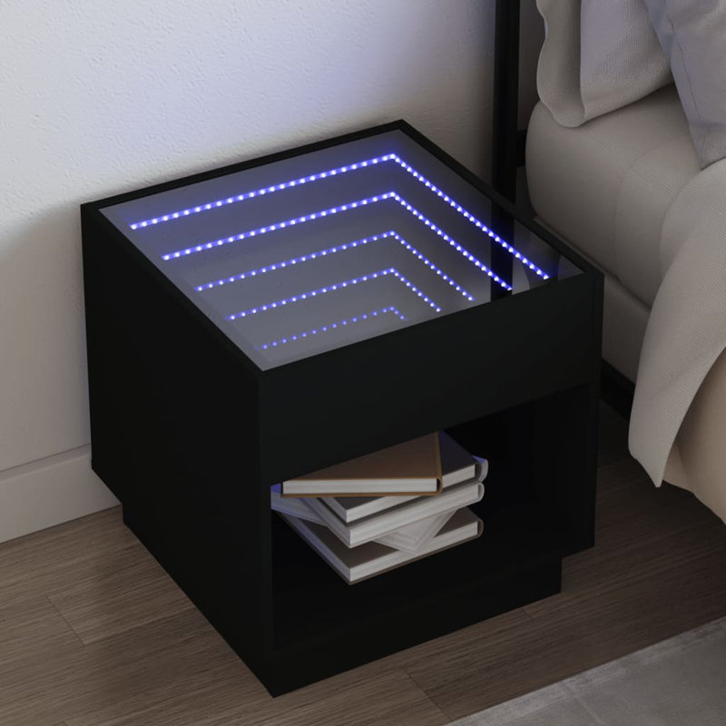 Creaghan 50cm W Bedside Table, Black