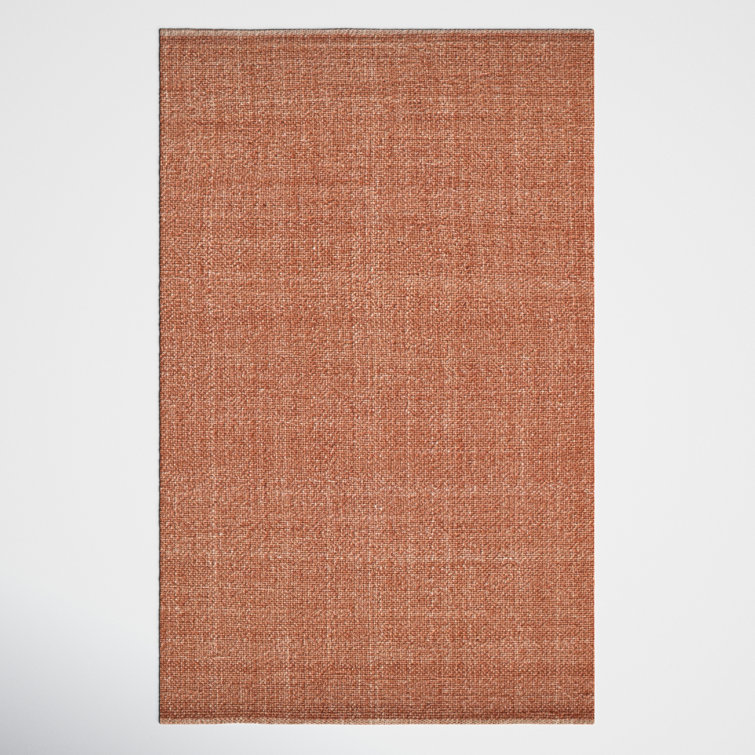 Rectangle Fleurette Solid Color Hand Loomed Polyester Area Rug in Orange