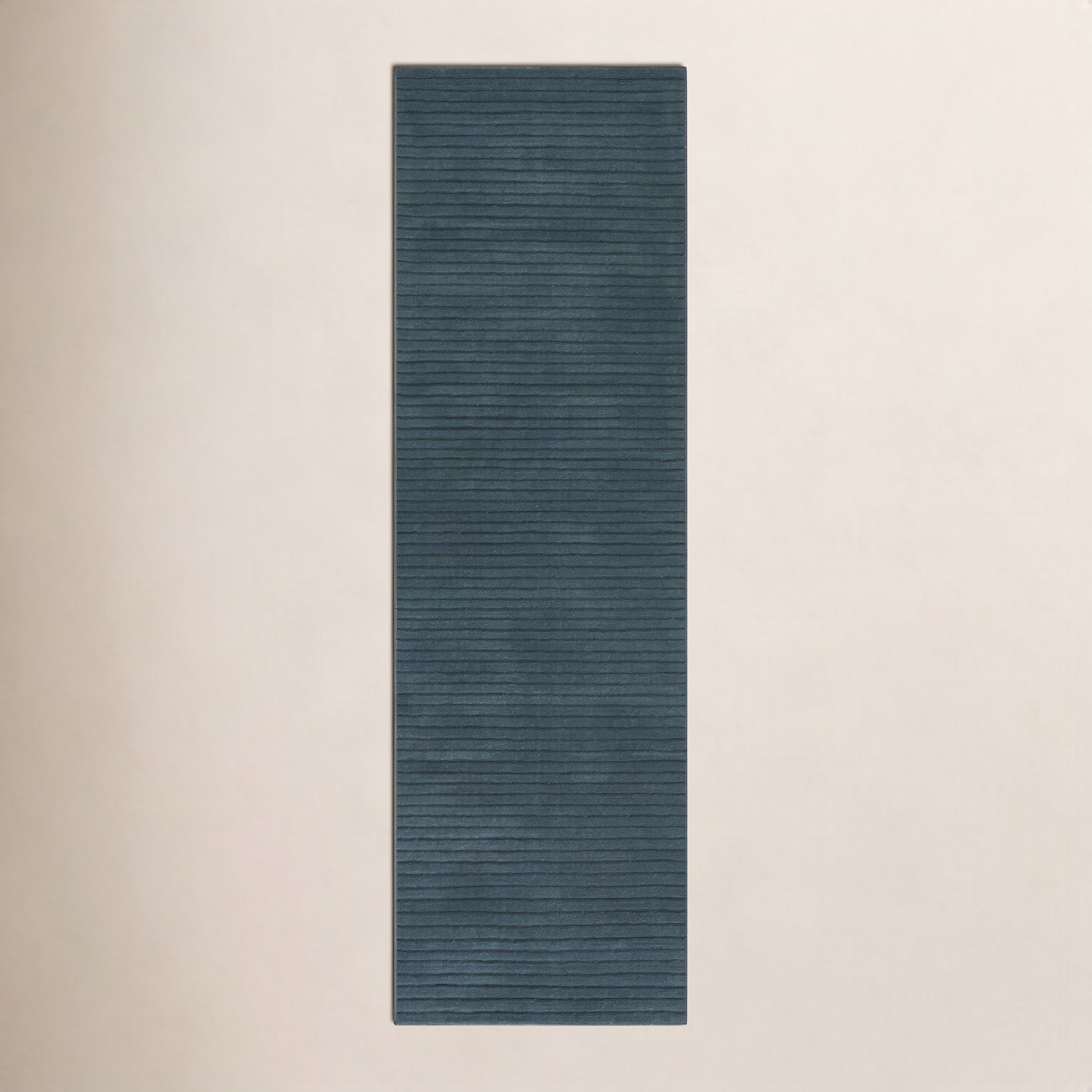 Guiness Blue Hand-Loomed Wool Rug, Runner 2'6" x 8'