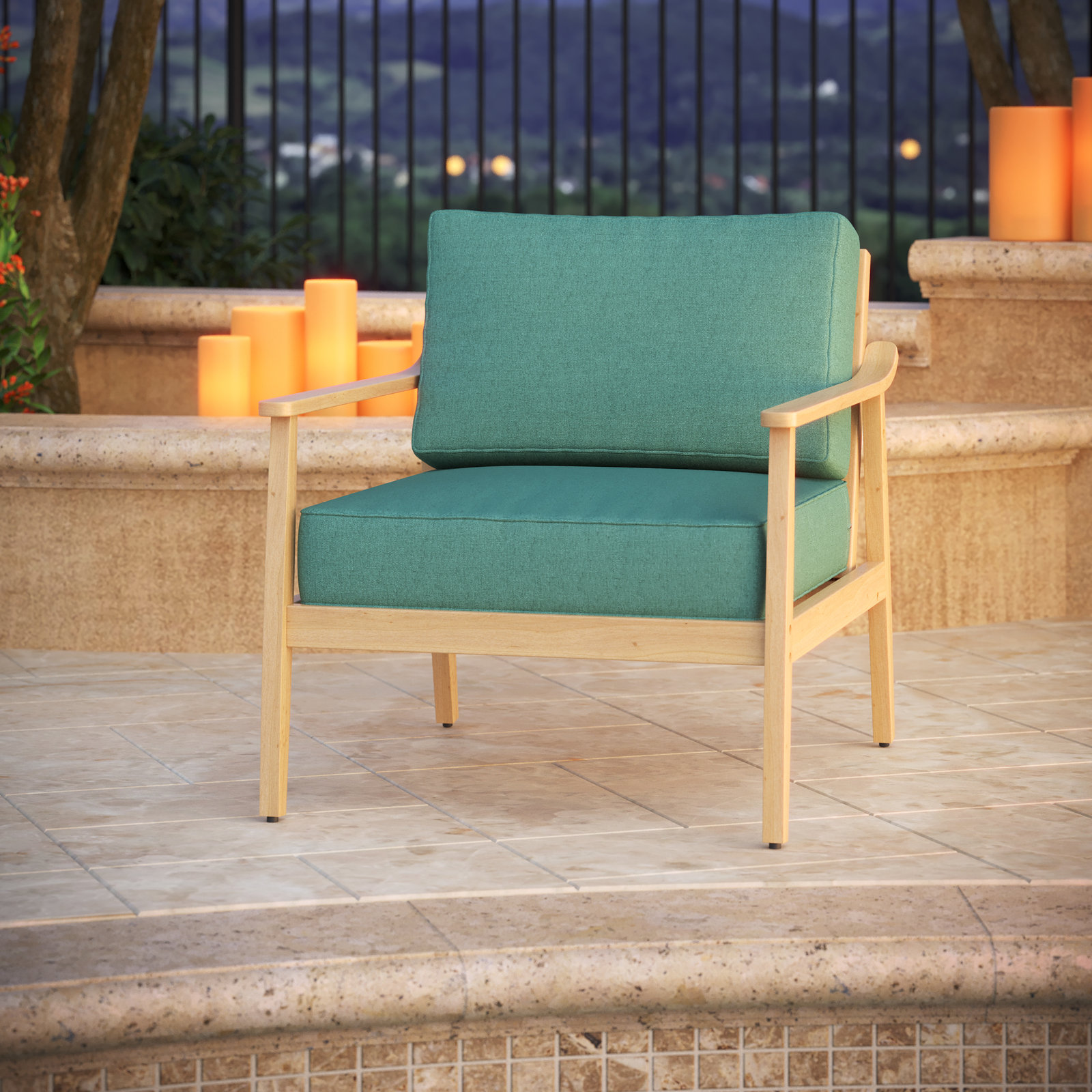 Lani Outdoor Sunbrella Seat/Back Cushion, Cast Breeze Sunbrella® Plainweave