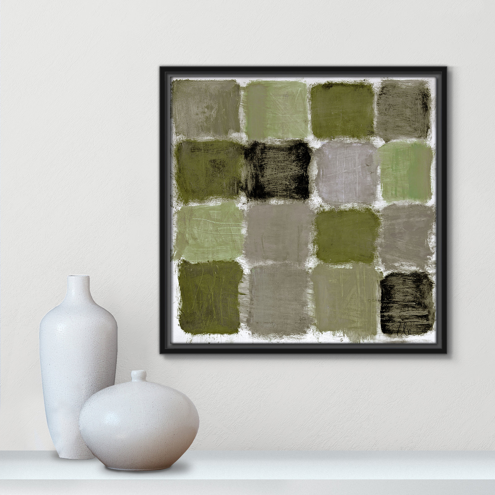 Coppola "Powder Room Green Reflections" Print, 17.5" H x 17.5" W, Black