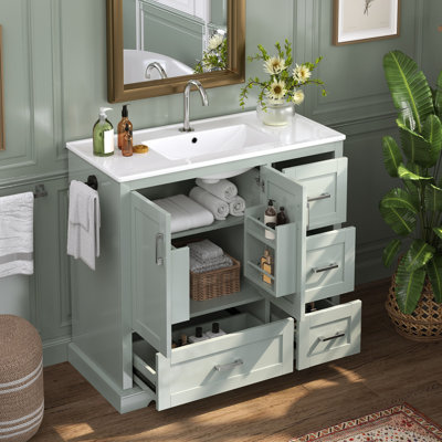 Meuble-lavabo de salle de bain avec lavabo en céramique