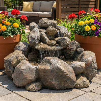 Fontaine d'extérieur à cascade avec lumières Florin