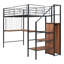 Lit mezzanine simple en métal noir avec bureau et grille. Fabrication robuste. Garde-robe latérale pour optimiser l'espace. Multiples activités polyvalentes. Convient à la décoration d'une pièce. Matelas non inclus Grille de taille en noir.-1237468414-1237468413