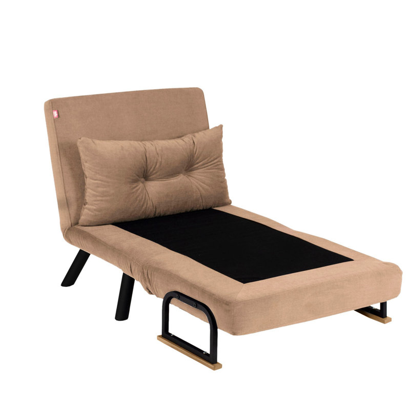 1-Seat Sofa-Bed with Adjustable Backrest, Light Brown | 100% Metal Frame & 100% Polyester Fabric | Dimensions: 26.8 x 26.4 x 16.1 inches | Easy Conversion to Bed | Max Weight Capacity: 220 lbs | Rebonded Foam Cushioning