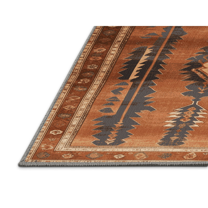 Machine Washable Persian Brown Area Rug, Round 4'
