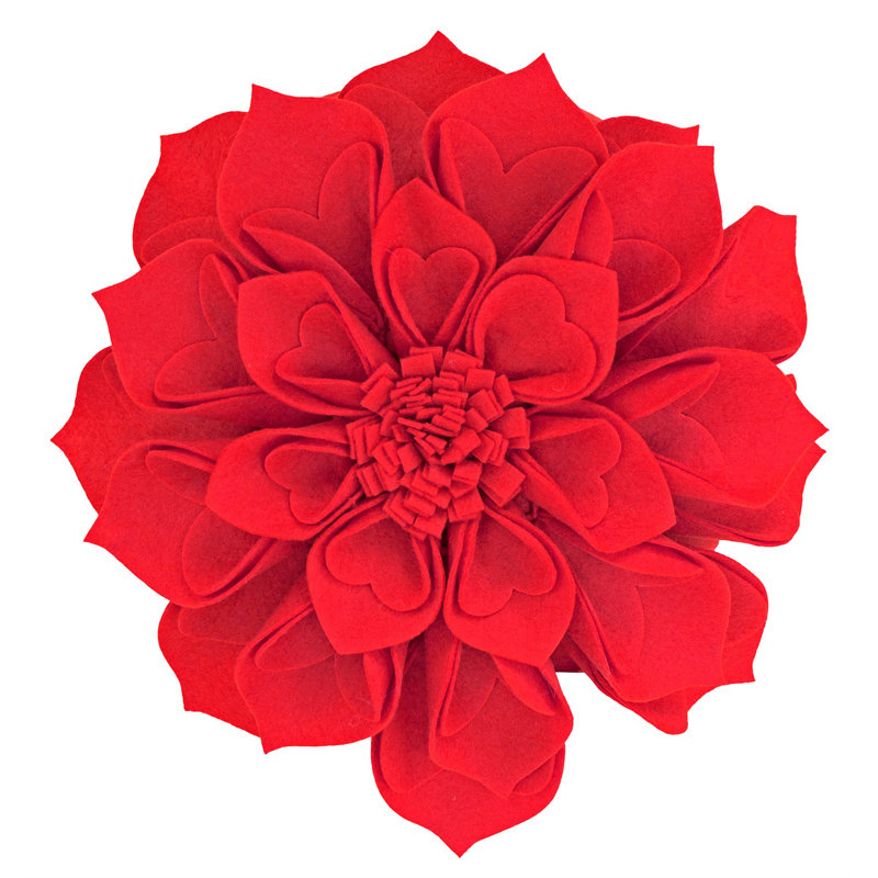 Floral Pillow Cover, 16" x 16", Red