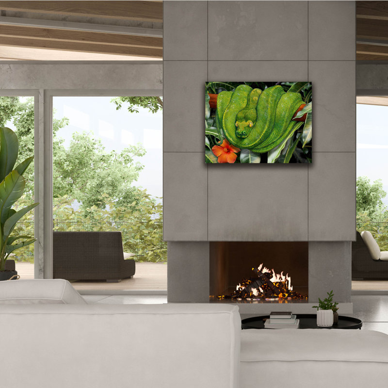  «Green Tree Python» par Tim Jeffs, art mural sur toile, H 26 po x l 34 po
