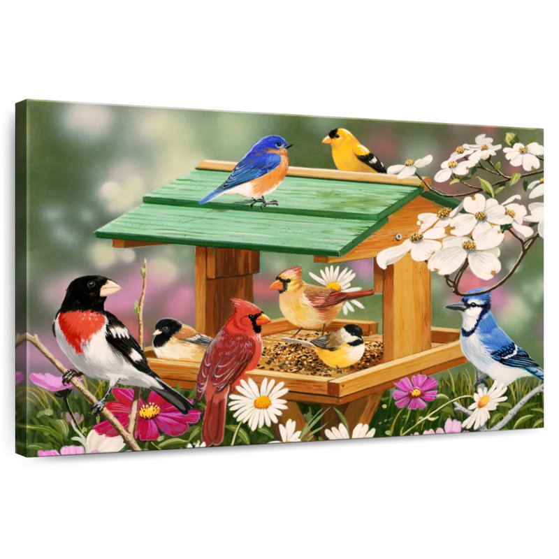 Fête printanière des oiseaux dans la cour arrière, H 8 po x l 12 po