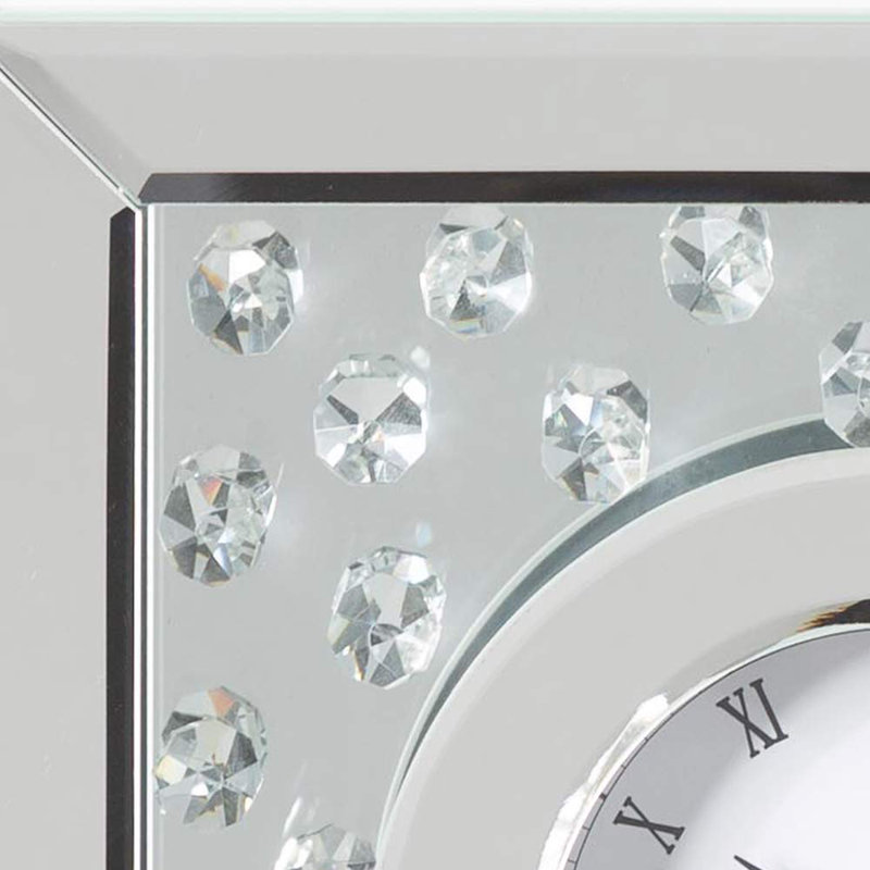 24.9cm Table Clock for Bedroom Furniture, Metal and Glass Small Table Clock