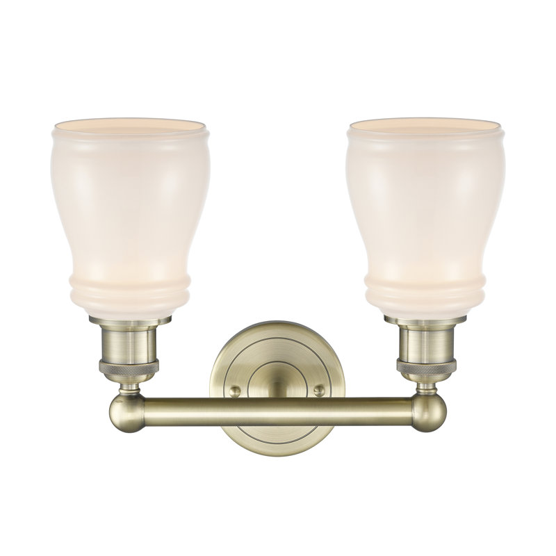 Éclairage pour meuble-lavabo à 2 lumières, Blanc, Laiton antique