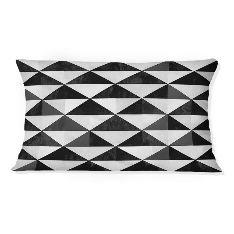 Motif triangulaire noir et blanc I - coussin lombaire moderne