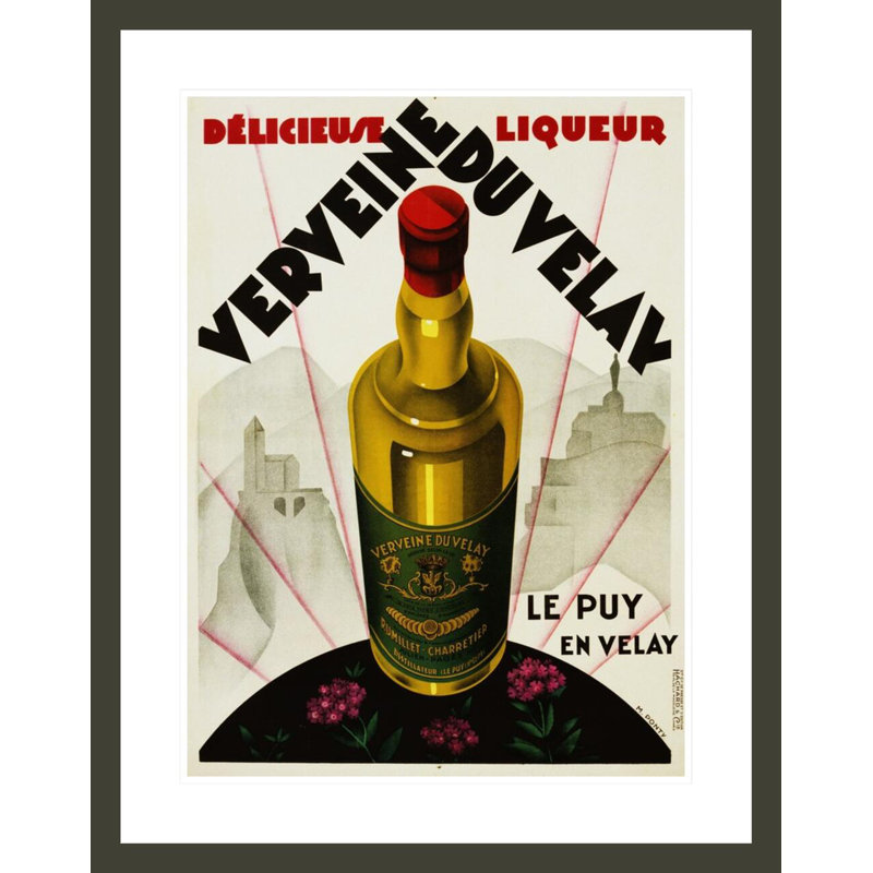 «Verveine Duvelay Liqueur», affiche de publicité par Max Ponty - estampe numérique encadrée, H 29,5 po x l 23,32 po