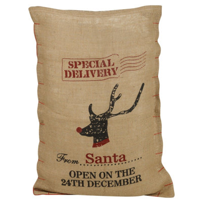 Reindeer Special Delivery Christmas Gift Sack From Santa Stocking