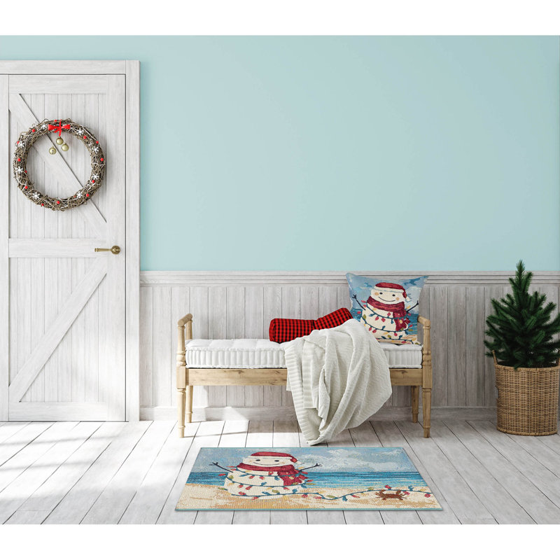 Marina Holiday Throw Pillow, Blue/Red