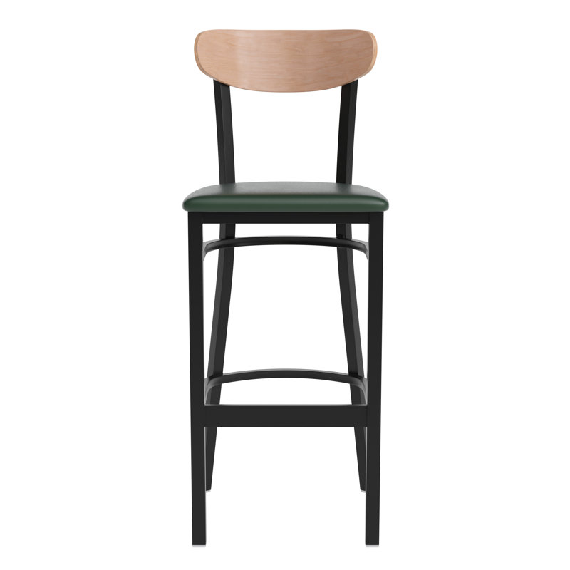 Tabouret de bar en métal Everlena, Bouleau naturel, Vert