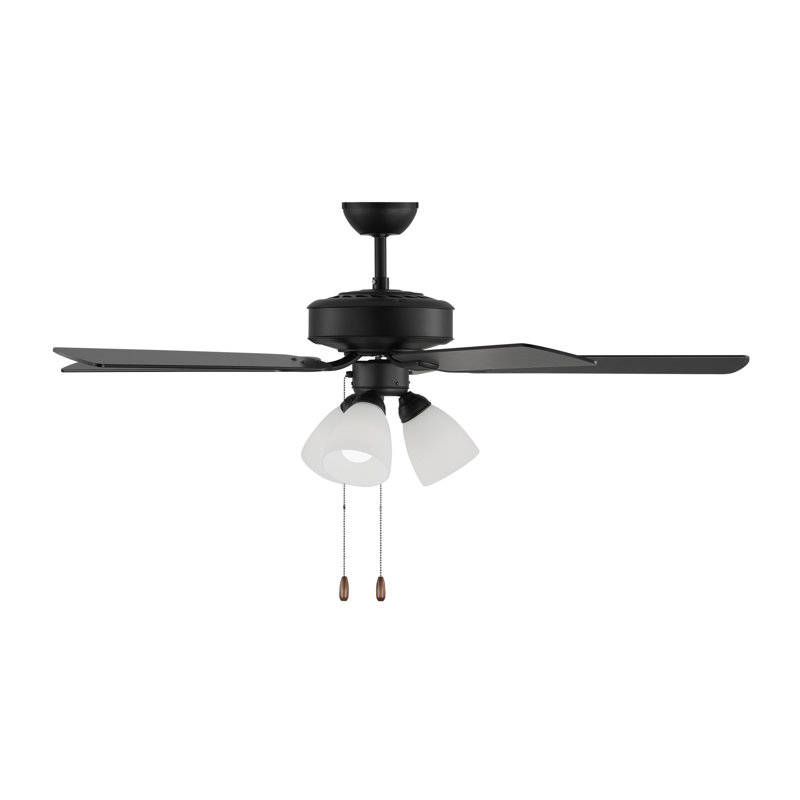 52'' Ceiling Fan with LED Lights, Midnight Black, Midnight Black/American Walnut