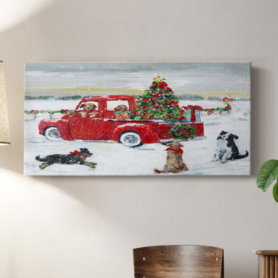Pooches and Presents- Toile tendue avec châssis - Prêt à être accroché