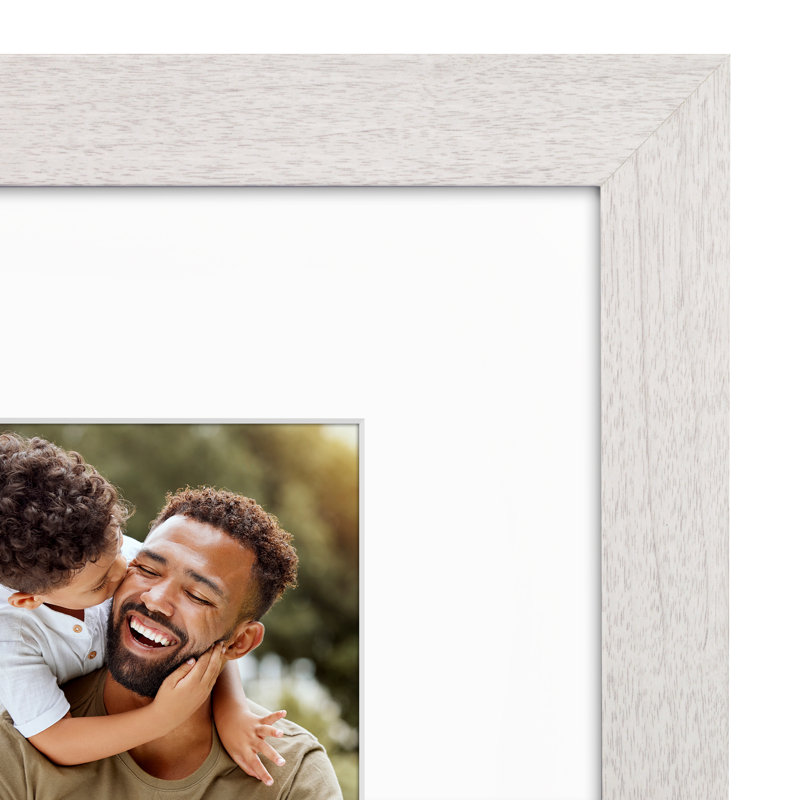 White 8x8 Wide Molding Picture Frame with Mat