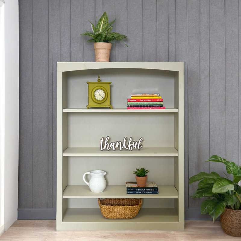 Ossy American Built Solid Wood Bookcase, Sand Dollar, (4 Shelves) 48"H x 36"W x 12"D