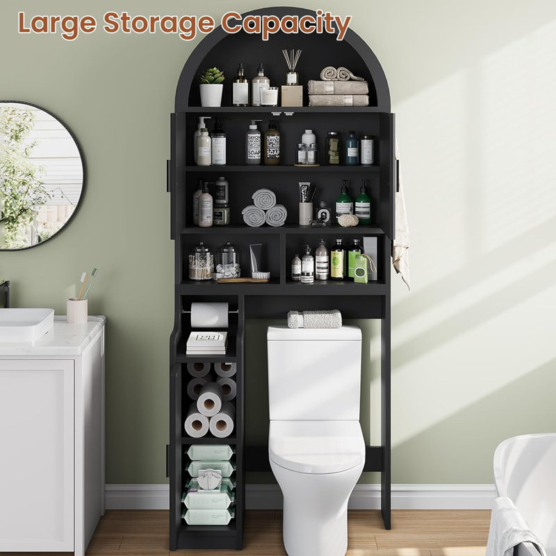 Rangement arqué au-dessus de la toilette, organisateur de salle de bain cannelé H 78,7 po