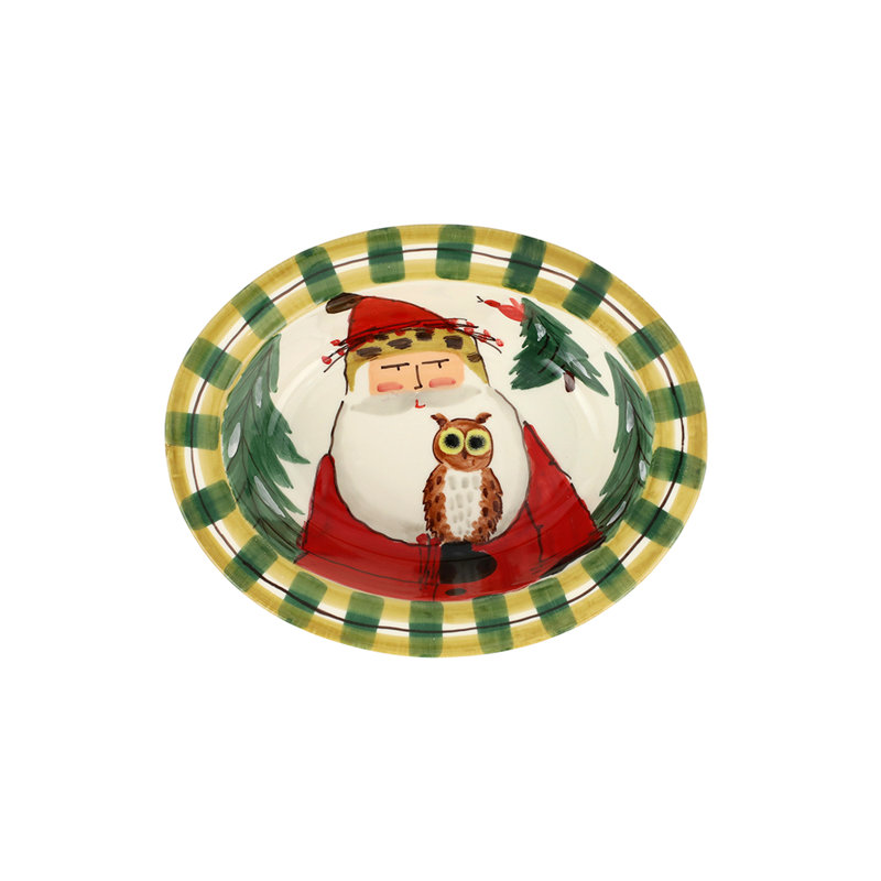 Petit bol ovale bordé avec hibou Old St. Nick