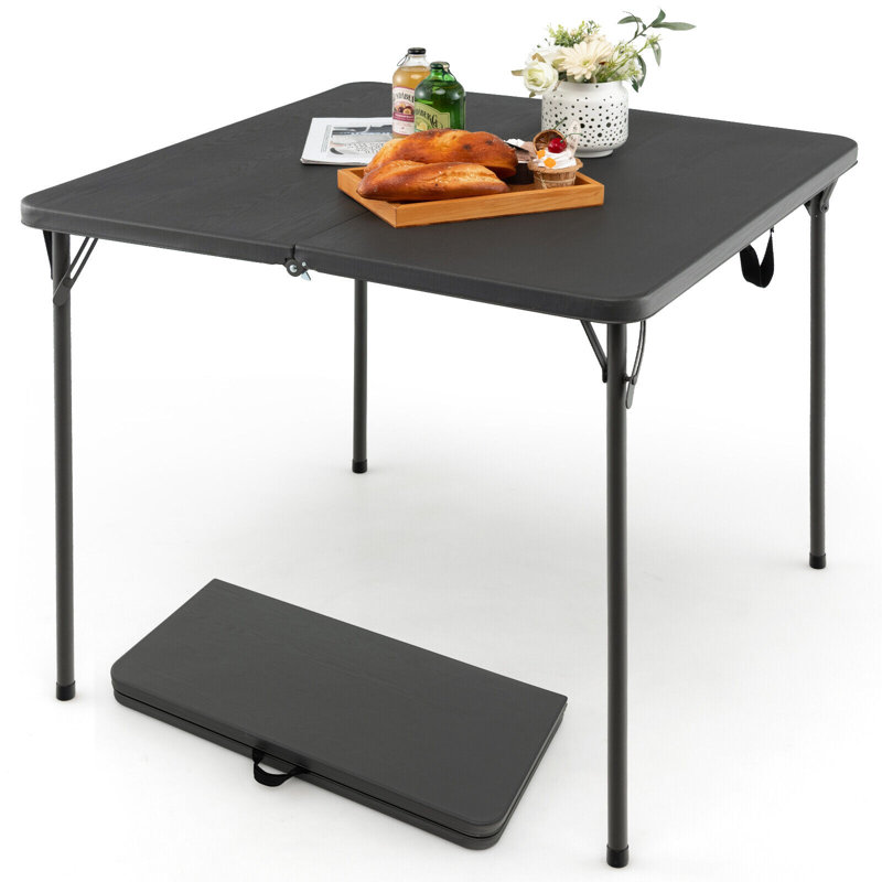 Naqi Square Metal Folding Outdoor Camping Table , 34'' in. W 34'' in. D, Gray