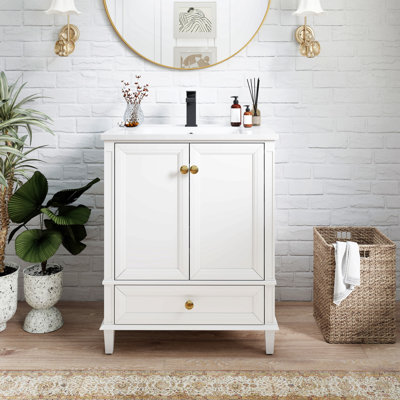 Freestanding Standard Free Standing Single Double Single Vanity Bathroom Vanity With Ceramic Top