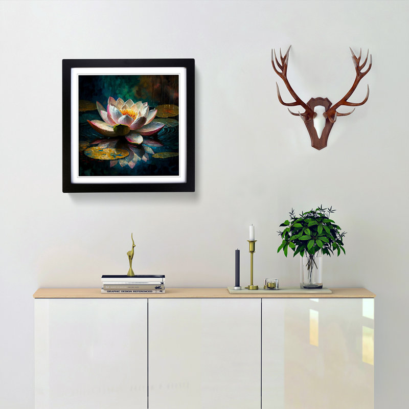 Lotus Flower Neo-Impressionism No.1 - Framed Print, Black
