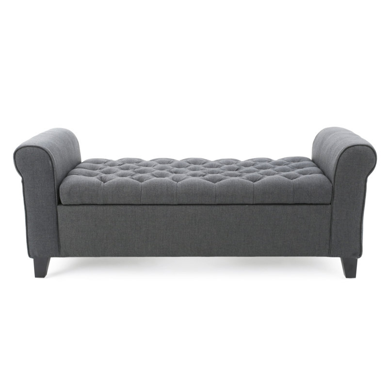 HAYES ARMED STORAGE BENCH, Gray