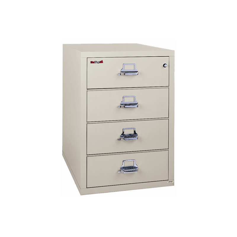 Fireproof 4 - Drawer File Cabinet, Manipulation-Proof Comb. Lock, Champagne