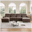 Canapé d'angle modulaire 4 places en chenille, forme U, avec deux poufs, bord volanté, marron-2043942497-2043942499