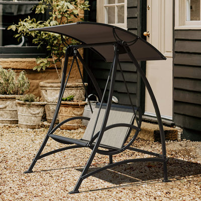 Arlmont Tindell Porch Patio Swing With Adjustable Canopy