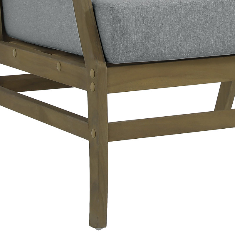 Clinkscales Teak Outdoor Four-person Patio Set with Cushions and Two Tables, Brown, Gray