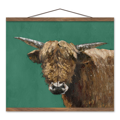 Brown Cow on Emerald  Unframed Painting on Canvas