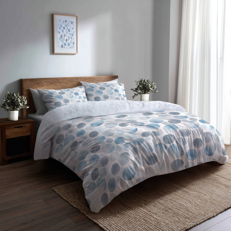 Ensemble de housse de couette à motif géométrique 3 pièces - Ensemble de housse de couette et de coussins Modern Silver