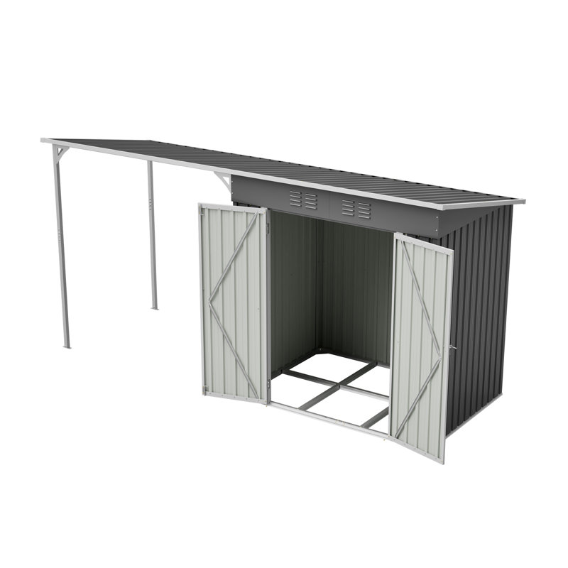 Abri de jardin et pergola 2 en 1, 1,8 x 1,2 m, toit en pente, structure de plancher, aérations
