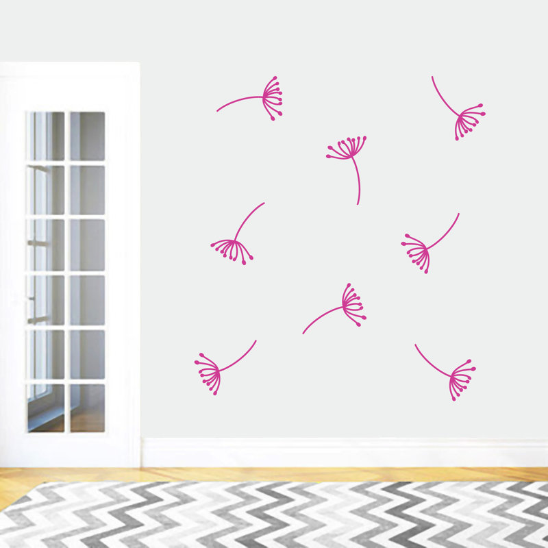 Décalcomanie murale graines pissenlit, Rose vif