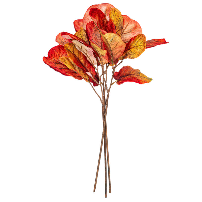 Vickerman 31" Orange Fiddle Leaf Spray. It measures 31 by 5 inches. It includes 3 pieces per bag.