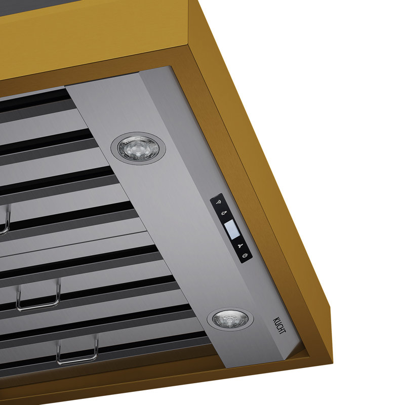 30 in. 600 CFM Wall Mounted Range Hood with Gold Accents, Stainless Steel