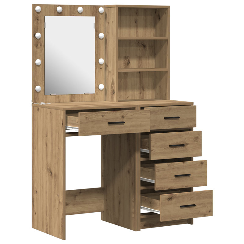 Dressing Table with Mirror, Artisan Oak