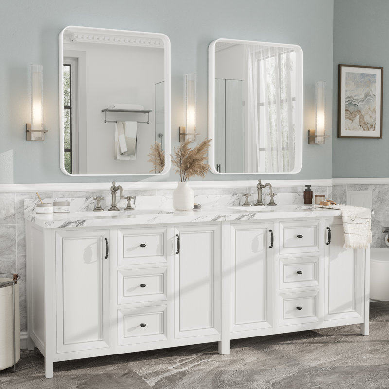 Miroir mural Aevar, 36 po x 28 po, Blanc mat