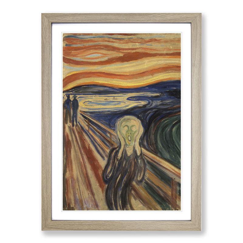The Scream by Edvard Munch - Picture Frame Painting on MDF, 65cm H x 48cm W x 2cm D, Oak Framed