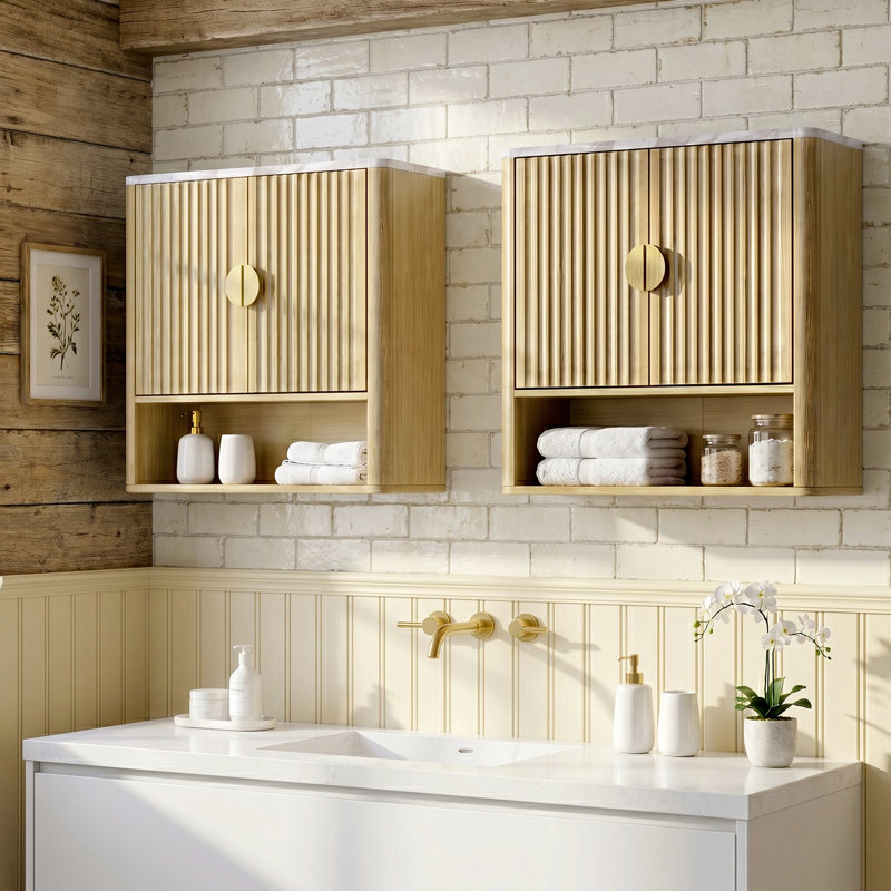 24"H x 23W" Laundry Room Wall Mounted Cabinet with Adjustable Shelves