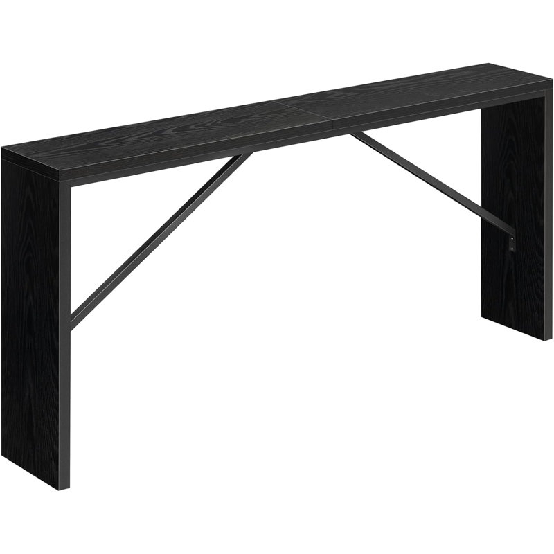 Black Wood and Metal Industrial Console Table, 62.2"