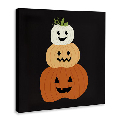Happy Jack-o-Lanterns on Black Canvas, design by Sazerelli Designs