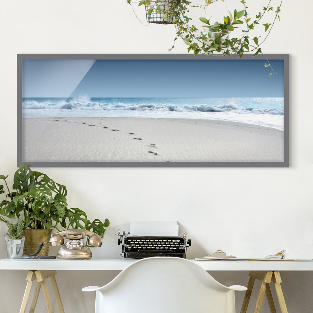 Bild mit Rahmen - Spuren im Sand - Panorama-Landschaft - A